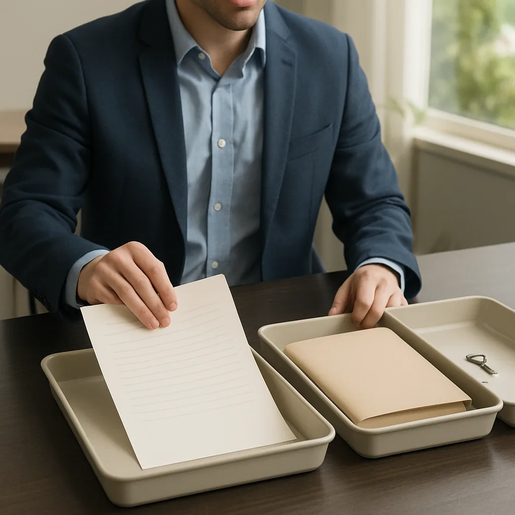 Organizing blank financial records before reviewing a debt settlement plan and Chapter 7